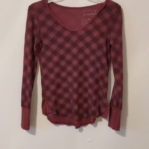 Like New Burgundy and Black Diagonal Check Tee